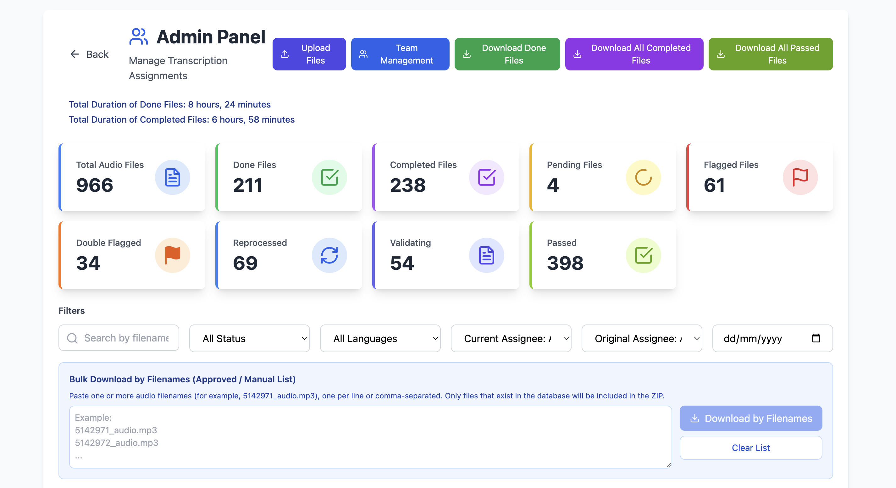 Phonex voice annotation interface showing audio waveforms, speaker diarization, and transcription tools